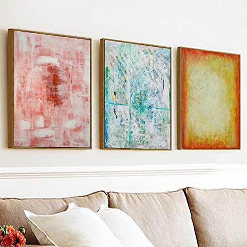 Art mural abstrait 3 toiles acryliques 50x70 cm points colorés pour décoration galerie moderne