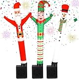 Poen 3 Pcs Christmas Mini Inflatable Tube Man Gift Funny Gag Birthday Wacky Waving Inflatable Guy with Blower Desktop Mini Dancer Gift for Women Party Decoration(Warm)
