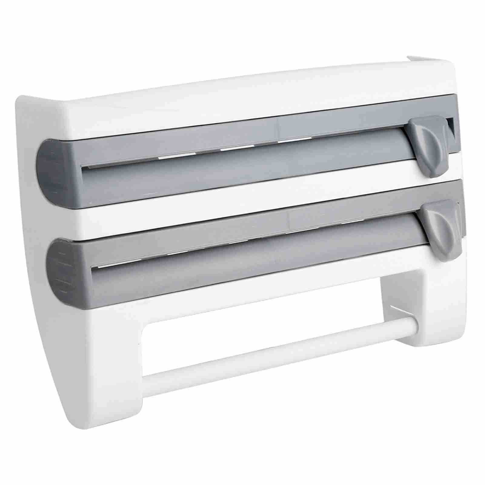 Portarrollos de Pared con Estante Portarrollos de Cocina Porta Rollos con Cortador de Papel de Aluminio Portarrollos de Papel para Rollo de Cocina Papel de Aluminio Película Adhesiva