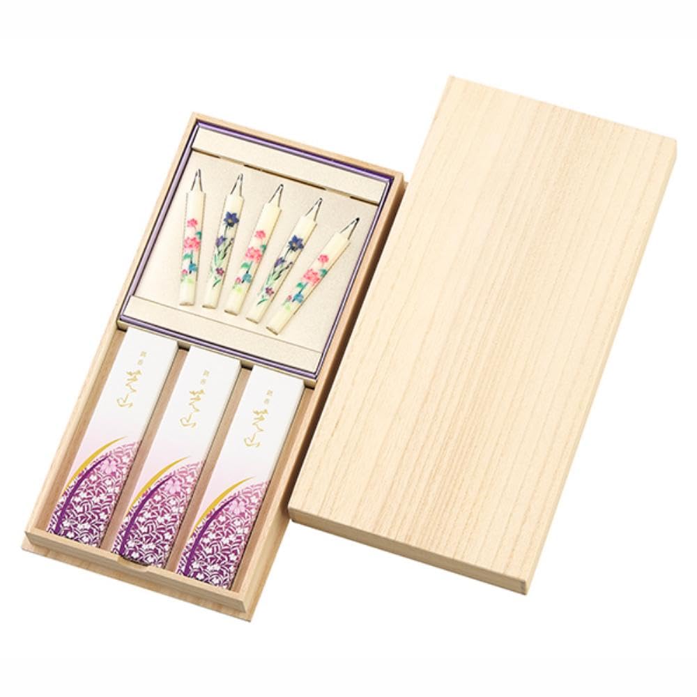 Amazon｜銘香芝山 桐箱絵ろうそく5本セット 65019｜線香 オンライン通販