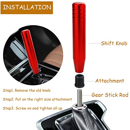 Temzzer Red Shift Knob Aluminum Shifter Gear Knob Long Shift Lever Knob For Most Manual Automatic Vehicles #TOP1