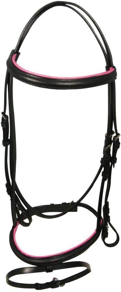 English Bridle Headstall Reins Leather Cowhide Genuine Horse Crossover Crossunder Raised Fancy Stitched Laced All Purpose Jumping Dressage Rubber Crystal Adjustable Browband Size:Full-Cob, M130