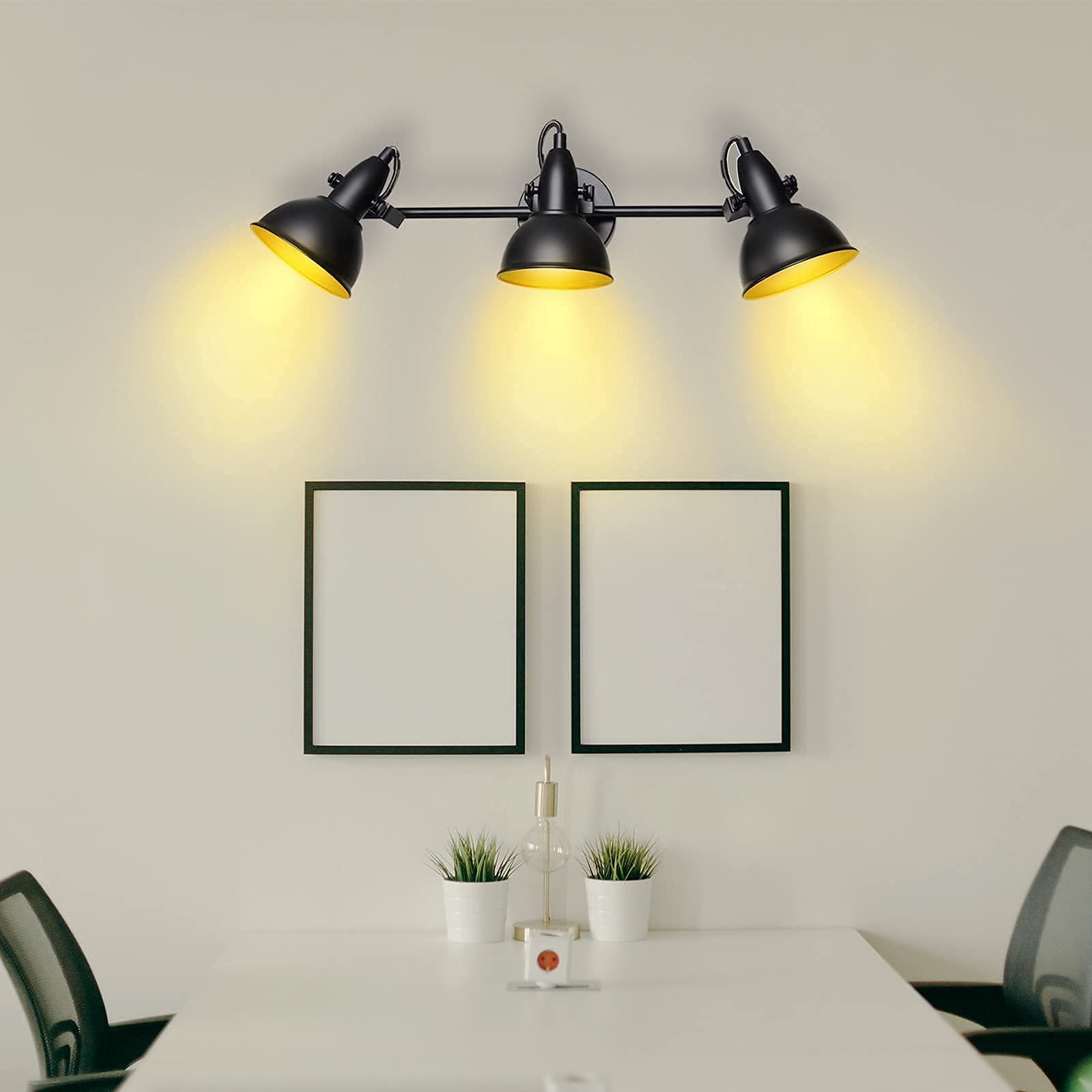 Deckenstrahler 3-flammig E14 Deckenleuchte Schwarz Gold | Schwenkbare Spots für gezielte Beleuchtung, Vintage Design für Wohnzimmer, Küche und Schlafzimmer, ohne Leuchtmittel