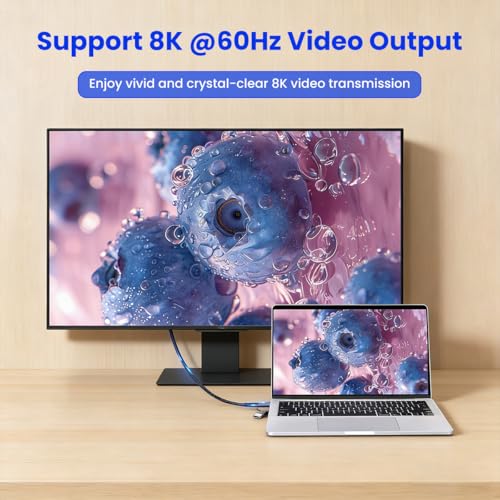 Image of Verilux 2-in-1 PD 240W Type C to C Cable Fast Charging, 3.3Ft Nylon Braided USB A /C to C Cable with Support 10Gbps High-Speed Data Sync, 8K HD Video Output for Thunderbolt 3 /4, iPhone 17 /16 /15 Series