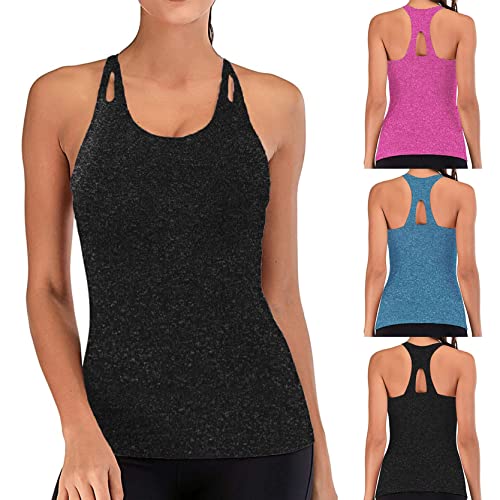 GXIN Lot de 3 débardeurs d'entraînement pour Femme Dos Nageur Basique sans Manches Sport Yoga Chemises Course Exercice Gilet de Gymnastique (M, Style 2) Cover