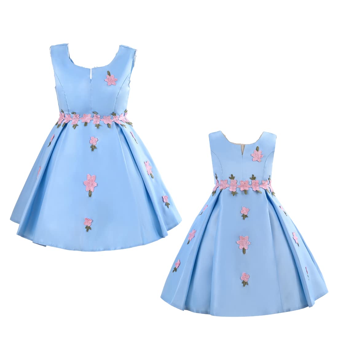Cosplay Life Elegant Flower Dress for Girls Young Adult Fashion Bow Flower Waistline Kids Party Festival Ages 5-9 Years Old (Pink, 7yrs) — view 27