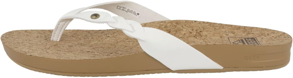 Reef Women's Cushion Court Twist Flip-Flop, White, 7.5