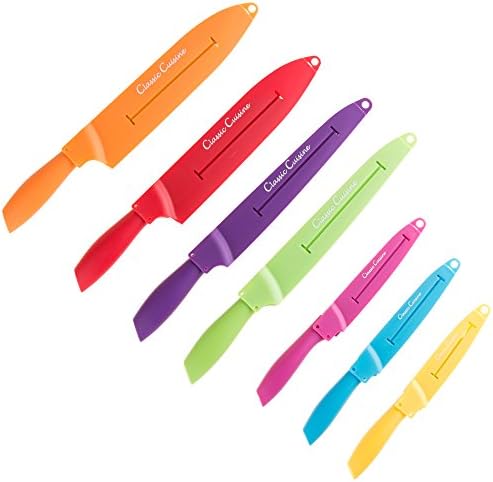 Classic Cuisine 14 Pc Colored Knife Set with Sheaths-Pro Grade, Assorted