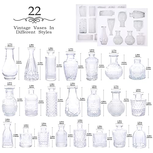 Bud Vases Set Of 22,Glass Vases For Centerpieces,Mini Vases For Baby Shower Decoration,Small Vase For Wedding Decor,Glass Bud Vase In Bulk For Single Flowers,Clear Vases For Living Room Table Décor #TOP1