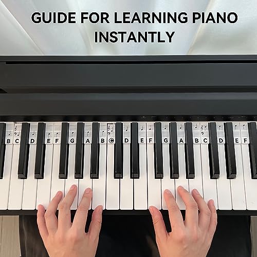 Image of Piano Notes Guide for Beginner, Removable Piano Keyboard Note Labels for Learning, 88-Key Full Size, Made of Silicone, No Need Stickers, Reusable and Comes with Box (Classic Black）