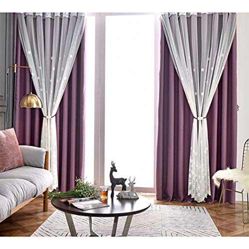 Rideaux doublés à œillets occultants isolants avec tulle transparent - 4