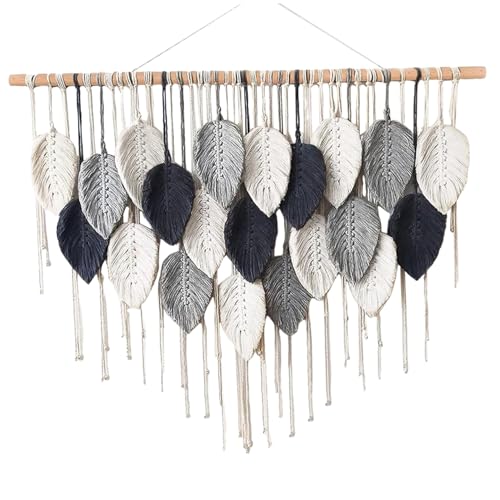 Feuilles de tapisserie macramé suspendu grand format bohème