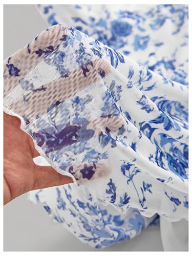 Floerns Girl's Floral Print Spaghetti Strap Sundress Square Neck Ruched Cami Dress4