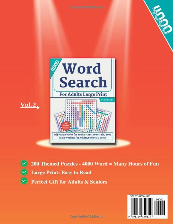 4000 word search puzzle books for adults (200 Themed Puzzles): Big Puzzle - Anti eye strain, keep brain working for Adults,Seniors & Teens (wordsearch books for adults) image 3