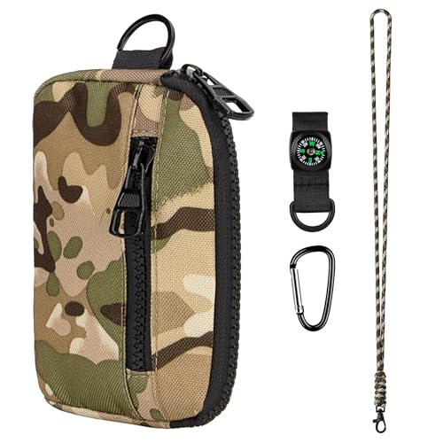 bvya Tactical EDC Compact Pouch Key Pocket Card Holder Lanyard Travel Little Coin Purse Pouch Wallet