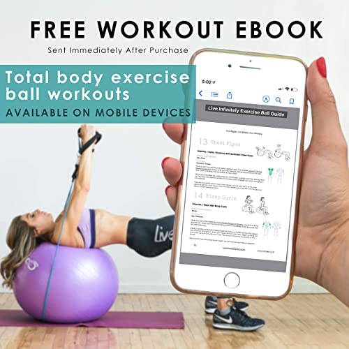Live Infinitely Exercise Ball (55cm-95cm) Extra Thick Professional Grade Balance & Stability Ball- Anti Burst Tested Supports 2200lbs- Includes Hand Pump & Workout Guide Access - Thumbnail 4