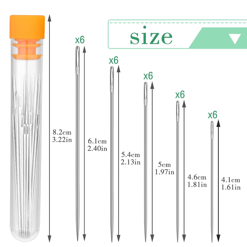 Set Di 11 Aghi Per Cucito A Mano - Grandi Occhielli Per Lana E Tappezzeria