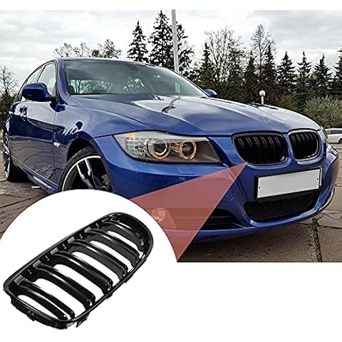 Rejilla deportiva negra brillante de doble listón compatible con E90 E91 09-13 Lci Cover