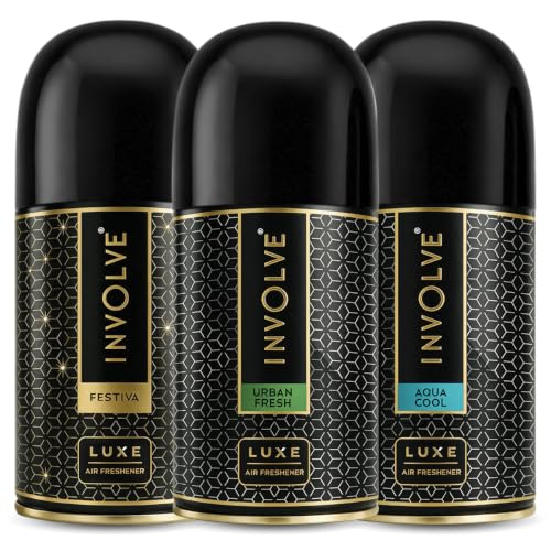 Image of Involve Luxe Combo - Aqua Cool, Festiva & Urban Fresh - Pack 3 | Automatic Room Fresheners Refill | 2200 Sprays Guaranteed | Lasts up to 60 days (225ml * 3) | Home Fresheners | Long Lasting Fragrance