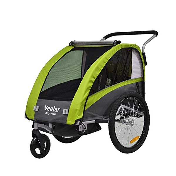 Tiggo Kinderanhänger mit Federung Jogger 2 in 1 Kinderfahrradanhänger Fahrradanhänger Anhänger – Bild 4