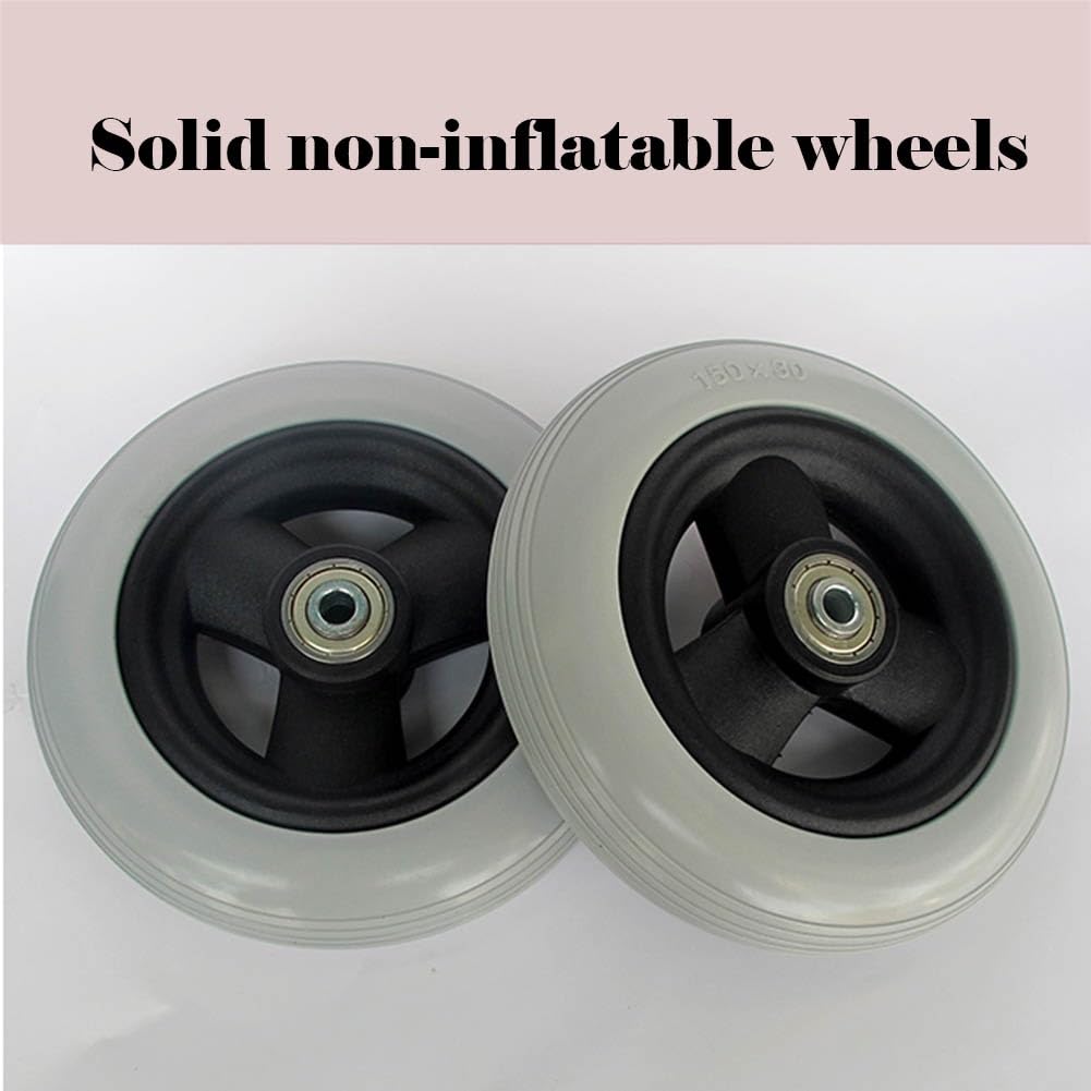 Roues Avant de 6 Pouces pour Fauteuils Roulants, 150×30 Roues de Remplacement pour Déambulateurs, Pneu Solide en Polyuréthane, 2pcs