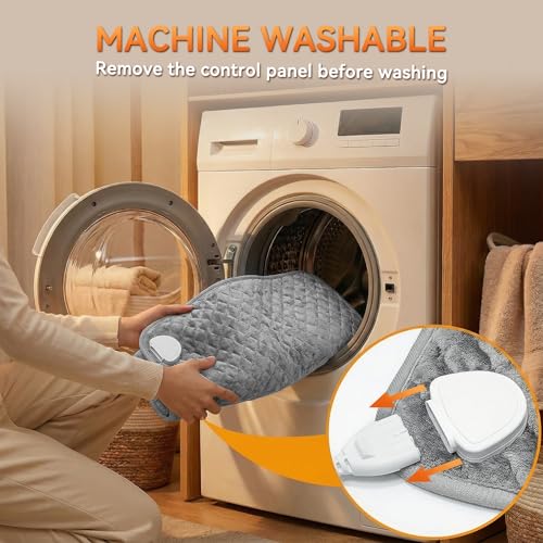 Image of King Size Heating Pad for Back 32 inchx24 inch Extra Large Electric Heating Pad for Body Neck Shoulder Auto Shut Off Heat Pad Temperature Settings Machine Washable Gray