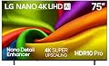 LG 75-Inch Class Nano AI 4K NU85 Series Smart TV w/AI Sound Pro, HDR10, AI 4K Super Upscaling, Filmmaker Mode, Wow Orchestra, Compatible with Alexa (75NU850BPUA, 2026)