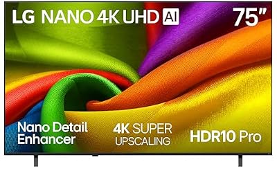 LG 75-Inch Class Nano AI 4K NU85 Series Smart TV w/AI Sound Pro, HDR10, AI 4K Super Upscaling, Filmmaker Mode, Wow Orchestra, Compatible with Alexa (75NU850BPUA, 2026)