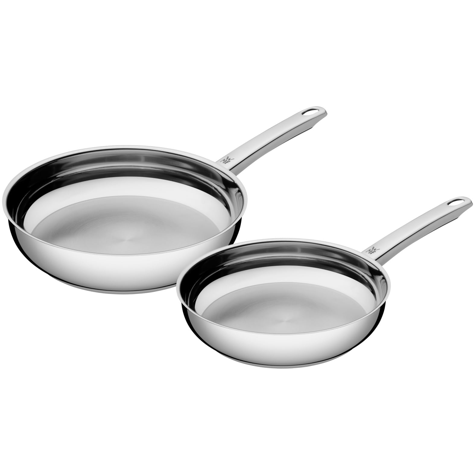 WMF Profi Bratpfannen-Set 24+28 cm Induktion, Edelstahlpfanne unbeschichtet, Cromargan Edelstahl, backofenfest