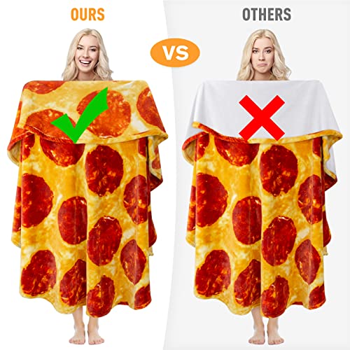 Jekeno Pizza Blanket For Kid And Adults,Funny Food Blanket,Pizza Themed Gifts 2.0 Double Sided 300 Gsm Throw Blanket Soft Warm Comfortable Pepperoni Pizza Blanket 60 Inch #TOP2