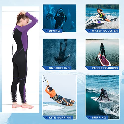 Realon Wetsuit Women Neoprene Wet Suits 3Mm Full Body Long Sleeves Swimsuit For Scuba Diving Swimming Surfing Adult In Cold Water Aerobics (3Mm Purple, Large) #TOP4