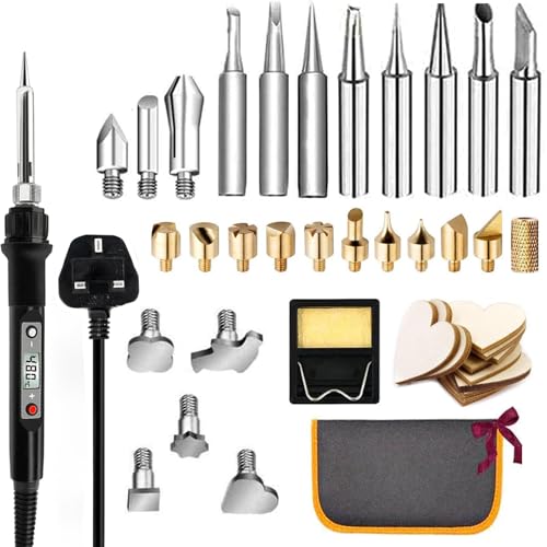 Pyrography Wood Burning Kit 45-in-1 Wood Burning Set Engraving Craft Set with Pyrograph Basics and 80W Adjustable Temperature Pyrography Soldring Iron Tool