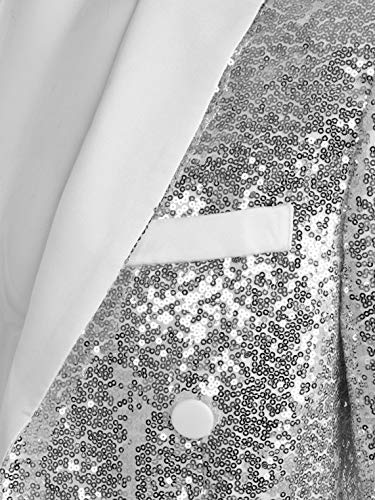 TiaoBug Glanzend herenjasje, slim fit, blazer, lange mouwen, mantel, jas, feestelijk, smoking, gentleman, kostuum, party, bruiloft, bal, verkleedpartij - Image 5