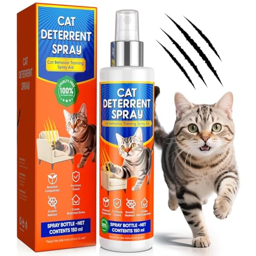 Cat Deterrent Spray - for Indoor & Outdoor Cat Scratch Deterrent for Furniture Protection Sofas Rugs Curtain - Cats Behavior Training Prevent Urine Marking with Natural Ingredients(5.07 Fl Oz)