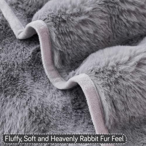 Image of HOKIPO 'FurHug' Premium Faux Rabbit Fur Sofa Cover Mats for L Shape and 1 /2 /3 Seater Sofa. Make Your Own Sofa Cover Set, Mat Length 90(D) x 60(L) cm, Cool Grey (NEW2-5010-GRY)