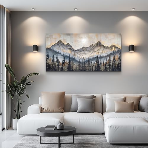 PHAOHUAXM Large Canvas Wall Art For Bedroom Large Wall Decor For Living Room Dining Room Modern Office Abstract Ink-Wash Landscape Mountain Wall Pictures Artworks Home Decor Ready To Hang 24"X48"