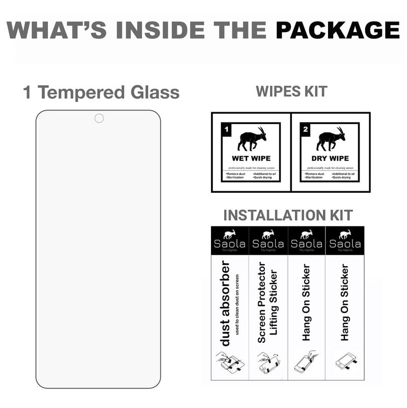 Image of Saola 9H Tempered Glass For Vivo X60 (PACK OF 1) with Free Installation Kit. Full screen Coverage. Free Replacement If Received Damaged - 6.56 inch