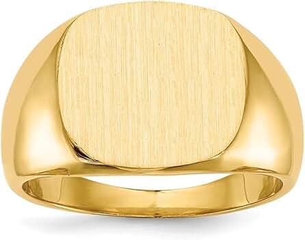 KoolJewelry 14Kイエローゴールド スクエア タイル カットアウト イニシャル ペンダントネックレス (16インチまたは18インチに調整可