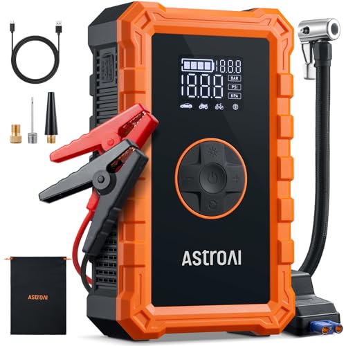 AstroAI S8 Air Jump Starter with Air Compressor, 1500A Peak Car Battery Jump Starter Portable (6.0 Gas/3.0L Diesel) with 150PSI Cordless Auto-Shutoff Tire Inflator, 12V Battery Charger Boost