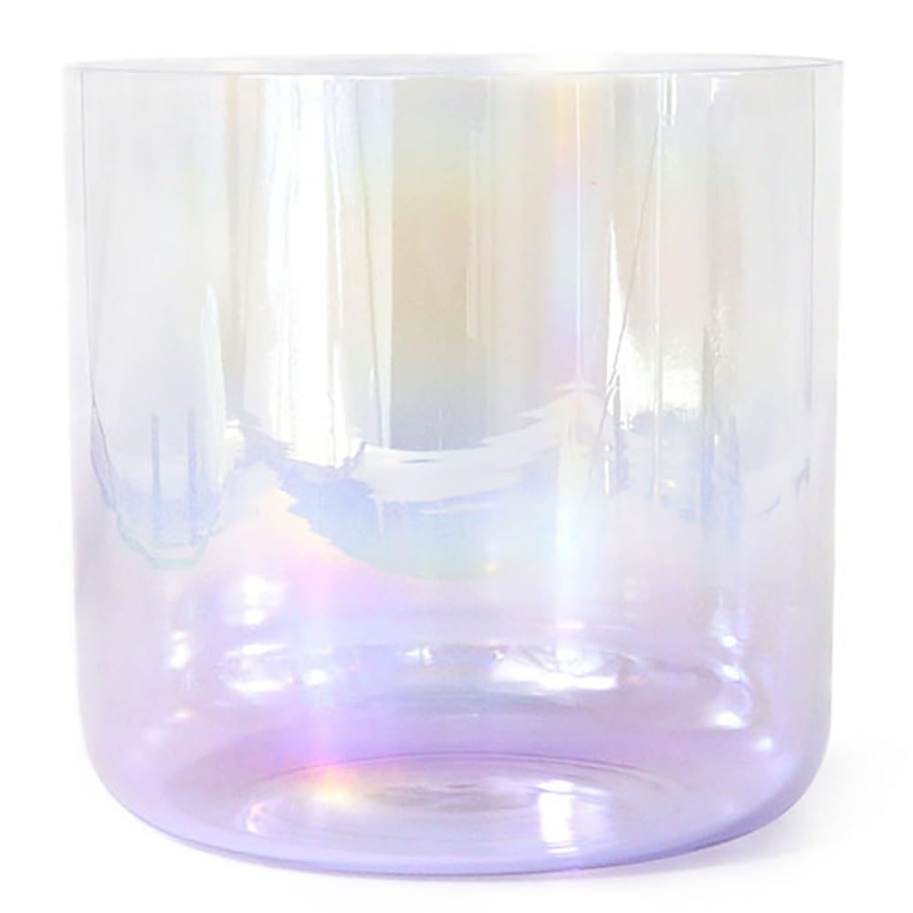 RQLSSSLMXJ Crystal Singing Bowls, 7 Inch Natural Cosmic Light Singing Bowl, 432HZ Alchemy Clear Quartz Crystal Sound Bowl(C Note)