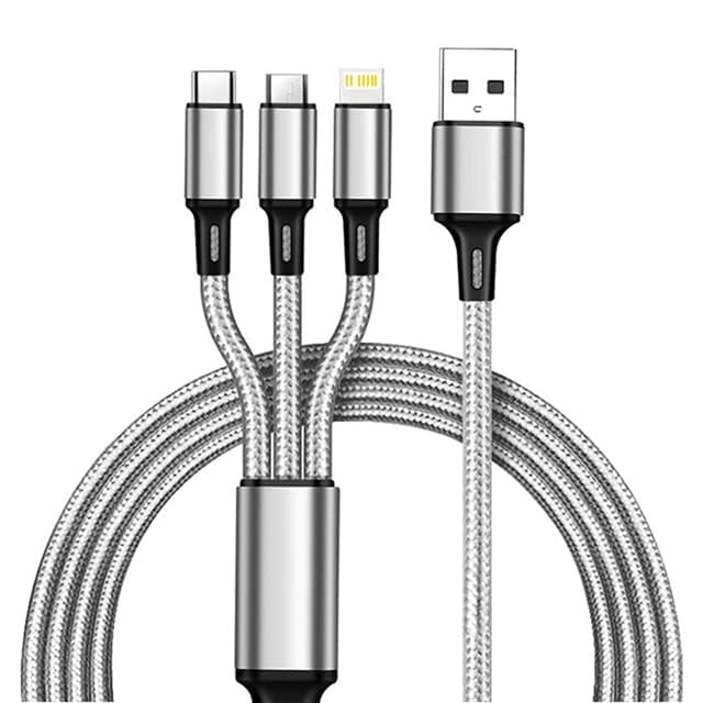 UBRONIK® Grey 3 in 1 charging Cable Nylon Duo Jean Braided Fast multi charging cable for Micro USB, i-phone & Type C Devices. 3.3 ft Compatible with most Devices (Not For Data transfer) (B0CV3YX3BV) Amazon Price History, Amazon Price Tracker
