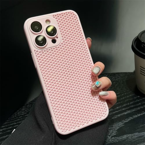 Coque respirante iPhone 14 Plus rose idéale pour le streaming et les appels vidéo
