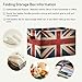 AUUXVA Vintage UK England Flag Union Jack Storage Basket Large Foldable Storage Organizer Cubes Bins with Leather Handles Sturdy Collapsible Boxes for Shelf Cloth Toy Closet-2 Pack
