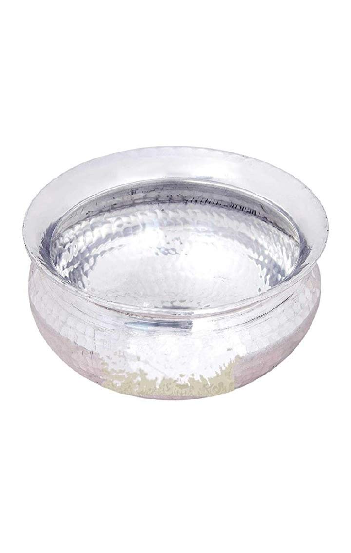 Aluminium Belly Shaped Handi Sipri for Cooking Biryani Rice Pot Degh (2 litres), Silver