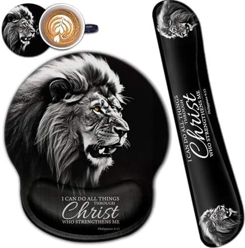 Ergonomic Gel Mouse Pad & Memory Foam Keyboard Wrist Rest Set - Gold Leopard Pattern Desk Mat For Office & Gaming