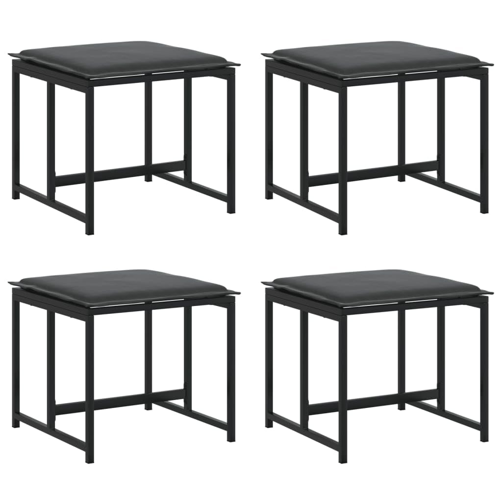 Fengshui Taboret ogrodowy z poduszką, 4 szt., kolor czarny, stal tekstylenowa