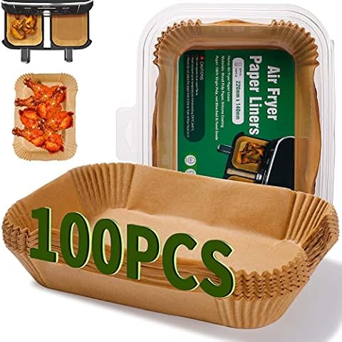 Air Fryer Liners for Ninja Dual Airfryer Liners Disposable Paper Liner Parchment Paper Liners for Ninja AF300UK/ AF400UK Accessories 100Pcs Air Fryer Paper Liners Oil-Proof Water-Proof (8.7inch) Cover