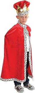 GREUS King Halloween Costume Crowns for Kids, Red Robe Children Dress Up Hat Crown Cosplay Performances Party Accessory