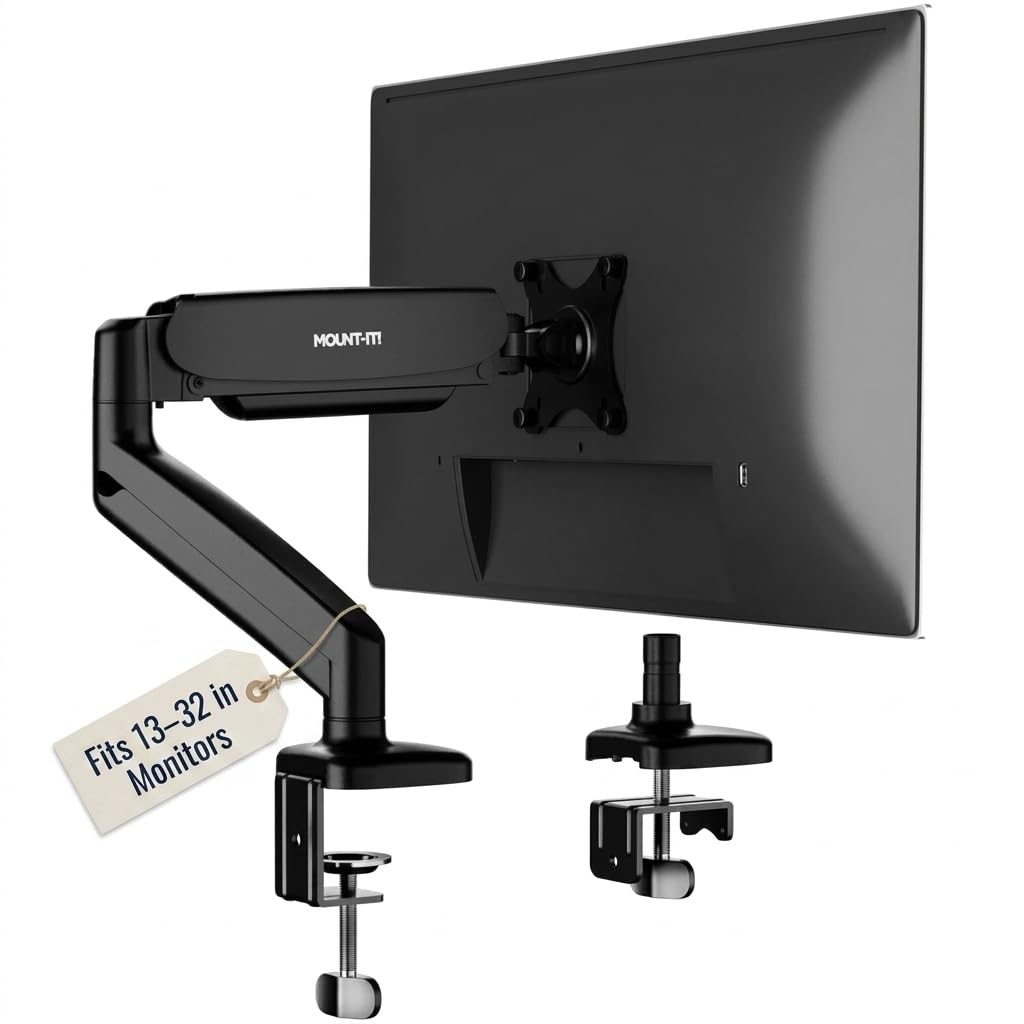 Mount-It! Single Monitor Arm Desk Mount, 13-32", 17.6 lbs