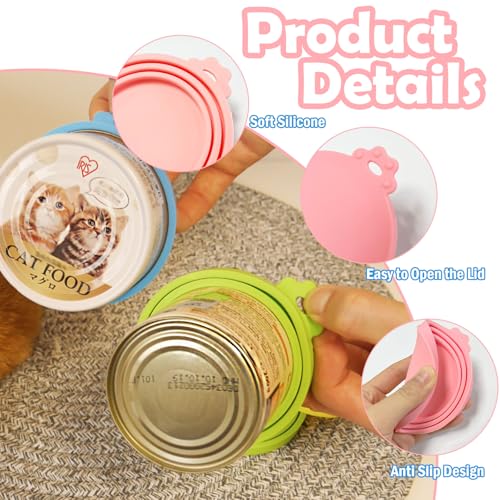 kaiyaya 4-Stück Tierfutter-Dosendeckel Katzenfutter,Silikon Deckel für Dosen,Mit Vier Löffeln,Katzenfutter und Hundefutter Tube,Silikon Kann in der Spülmaschine Gewaschen Werden